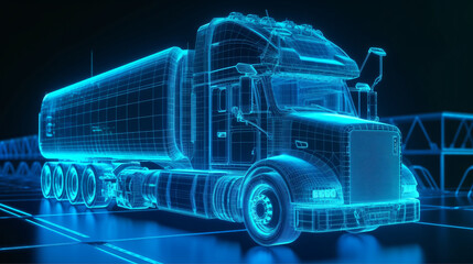 futuristic truck with trailer scene