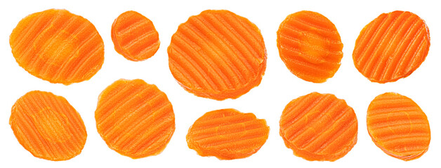 Wall Mural - pickled and marinated carrot slices isolated on white background