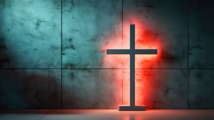 Wall Mural - Modern concrete background with cross. Christian illustration.