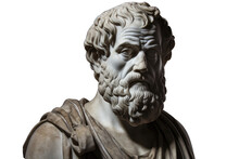 Illustration Of The Sculpture Of Aristotle. The Greek Philosopher. Aristotle Is A Central Figure In The History Of Ancient Greek Philosophy.