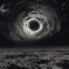 Wall Mural - black hole in space. abstract space wallpaper. black hole with nebula over stars and cloud fields in