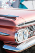 Vintage american car - close up of headlight and radiator