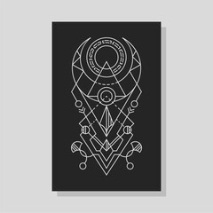 Wall Mural - Geometry Line Dark Half Moon Magic Spell