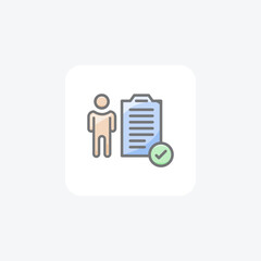 Canvas Print - User Icon With File And Tick Mark Hr, Human Resource Vector Flat Icon