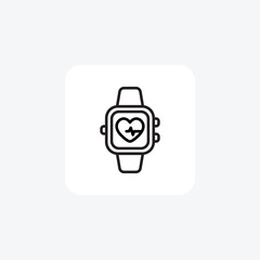 Wall Mural - Smartwatch, Heatbeat Vector Line Icon