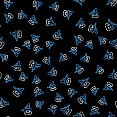 Canvas Print - Line Water gun icon isolated seamless pattern on black background. Vector