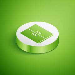 Sticker - Isometric Wardrobe icon isolated on green background. White circle button. Vector