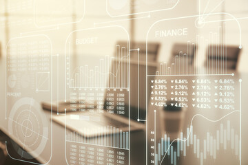 Aufkleber - Multi exposure of abstract statistics data hologram interface on computer background, computing and analytics concept