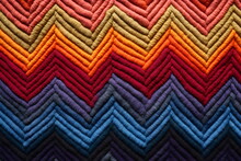 Chevron Zigzag Carpet Design Rainbow Pattern Close Up, Made With Generative Ai 
