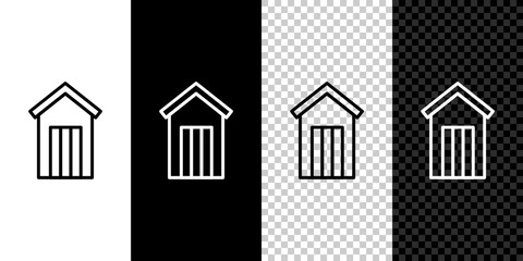 Sticker - Set line Wooden outdoor toilet icon isolated on black and white background. Vector