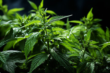 Poster - Ragweed green background  Generative AI technology.