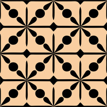 Striking Black And Beige Geometric Design. The Intricate Sierpinski Gasket, Patterned Tilework, And Art Nouveau Influences Converge To Create An Eye Catching Floor Pattern.