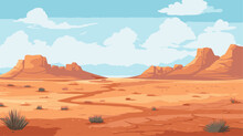 Cartoon Valley In The Country Desert Landscape