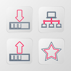 Poster - set line star, loading, computer network and icon. vector