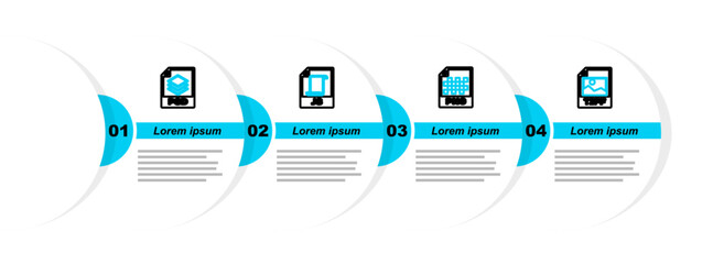 Poster - Set line TIFF file document, PNG, JS and PSD icon. Vector