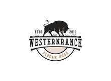 Vintage Classic Bull Longhorn Logo Design Template