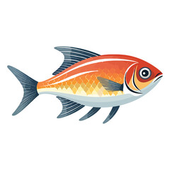 Wall Mural - Graceful Finned Beauty: Rummynose Tetra in Mesmerizing 2D Illustration