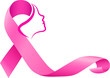 Woman face in pink ribbon. Breast Cancer Awareness Month Campaign. Icon design for poster, banner.