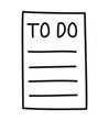 Doodle to-do list icon or logo, hand drawn with thin black line. Png clipart isolated on transparent background