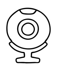 doodle web cam computer icon or logo, hand drawn with thin black line. png clipart isolated on trans