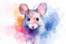 Watercolor Style Painting Of The Shape Of A Mouse