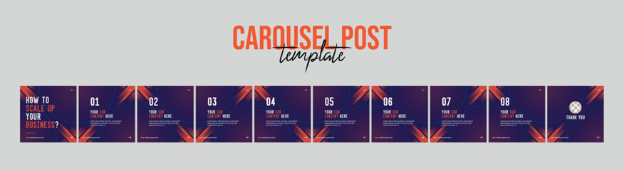 Wall Mural - set of linkedin carousel post, editable social media instagram carousel post, modern and creative bu
