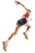 © Lustre Art Group  - Side view image of young sportive woman, professional runner, athlete in motion, training isolated over transparent background