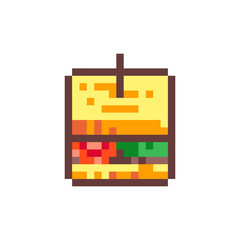 Sticker - Pixel Art Vector Sandwich. Retro 8 bit Style Food and Bakery Illustration. Ideal for Sticker, Retro Decorative Element, Game Asset, or Cute Geek  Avatar.