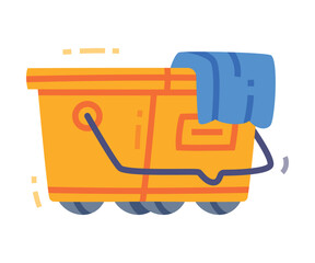 Sticker - Yellow Plastic Bucket with Wipe for Cleaning Service Vector Illustration