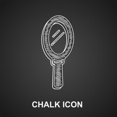 Wall Mural - Chalk Hand mirror icon isolated on black background. Vector