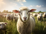 Fototapeta Londyn - Sheep in a pasture