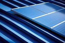 Close Up Of A Solar Panels On Top Of A House