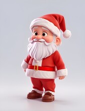 Cartoon Character Of Santa Claus Isolated On White. Generative AI