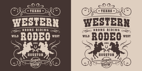 Western show vintage poster monochrome