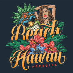 Canvas Print - Hawaii beach paradise flyer colorful