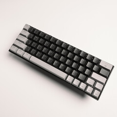 Wall Mural - mechanical keyboard with black gray and orange keycaps on a minimalist white background