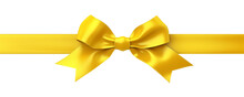 Yellow Bow With Yellow Ribbon Isolated On Transparent Or White Background, Png