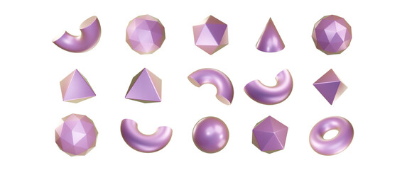 Poster - Holographic and iridescent shapes.