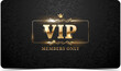 Premium VIP Card. Black and gold luxury vip business card design template.
