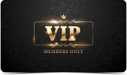 Poster - Premium VIP Card. Black and gold luxury vip business card design template.