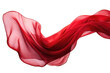 Silk scarf flying in the wind. Waving red satin cloth isolated on transparent background