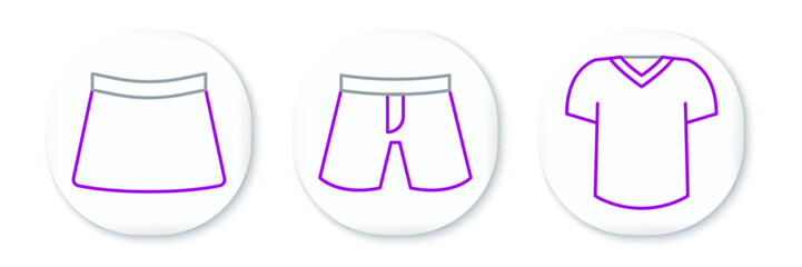 Sticker - Set line T-shirt, Skirt and Short or pants icon. Vector