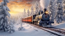 Steam Train In The Snow