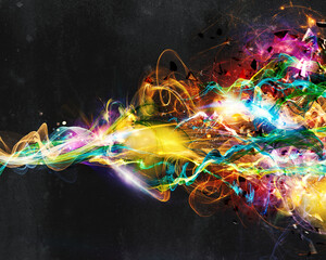 Poster - Modern abstract colourful light motion banner on dark background