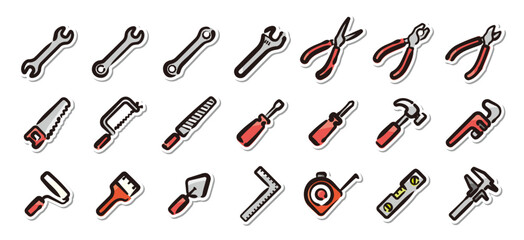 Wall Mural - Illustrated sticker set of tool.Quick and simple to use.