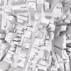Poster - White modern city, aerial view. 3D rendering