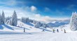 Leinwandbild Motiv snow covered mountains with ski slope. ai generative.