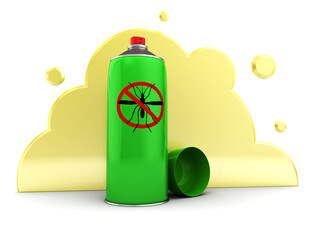 Wall Mural - 3d illustration of mosquito spray and yellow poison cloud