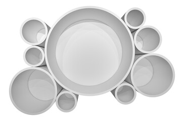 Poster - Illuminated circle white shelf for presentations. Isolated on white background. 3D illustration