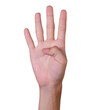 Raised hand showing 4 fingers